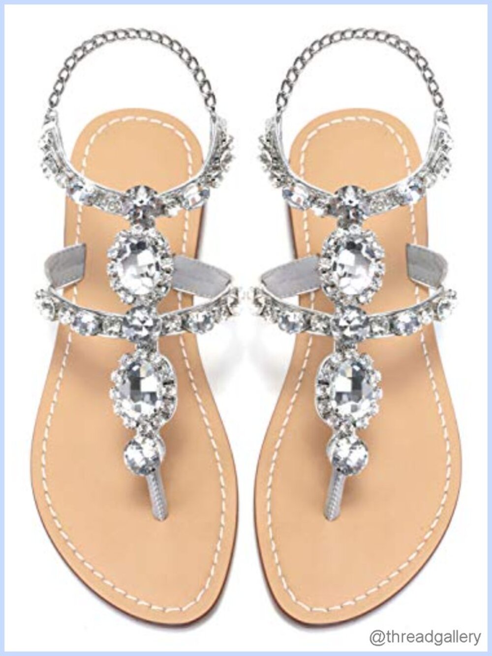 Rhinestone Gladiator Sandals Flat Wedding Bridal Gem Pearl Sparkling
